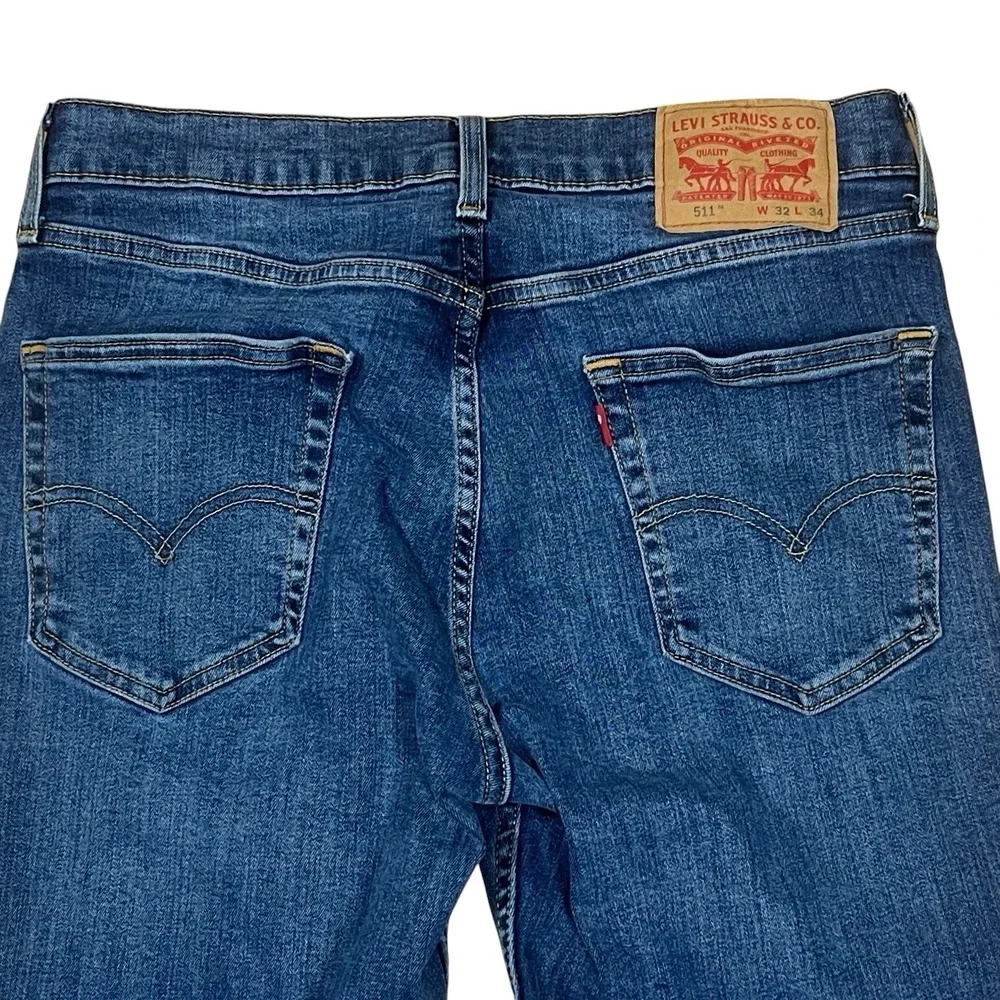 Levis 511 Slim Straight Jeans Mens 32x34 Cotton Stretch Medium Wash Blue Denim